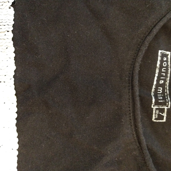 7 y.o. Souris Mini noir Blanc sequin t shirt bell sleeves - Picture 4 of 6